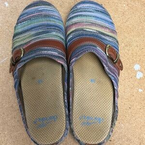 Dansko Multicolor Striped Mules with Brown Accents